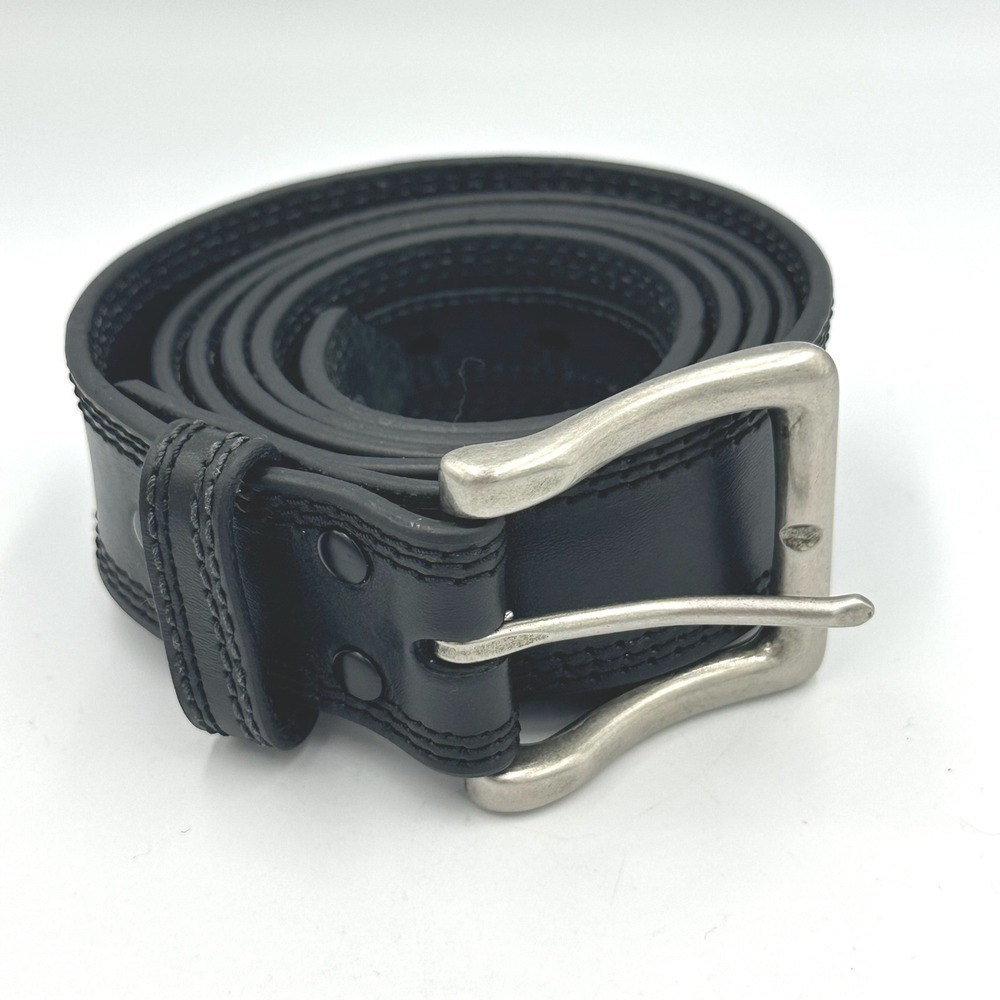 Cavenders Mens Black Genuine Leather Triple Stitched Western Belt Sz. 48 9752401